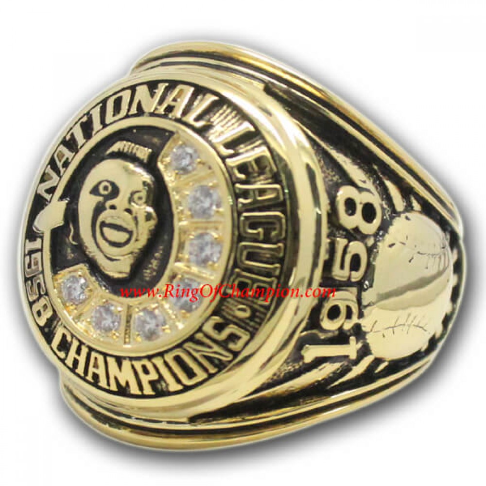 1958 Milwaukee Braves National League Baseball Championship Ring, Custom Milwaukee Braves Champions Ring