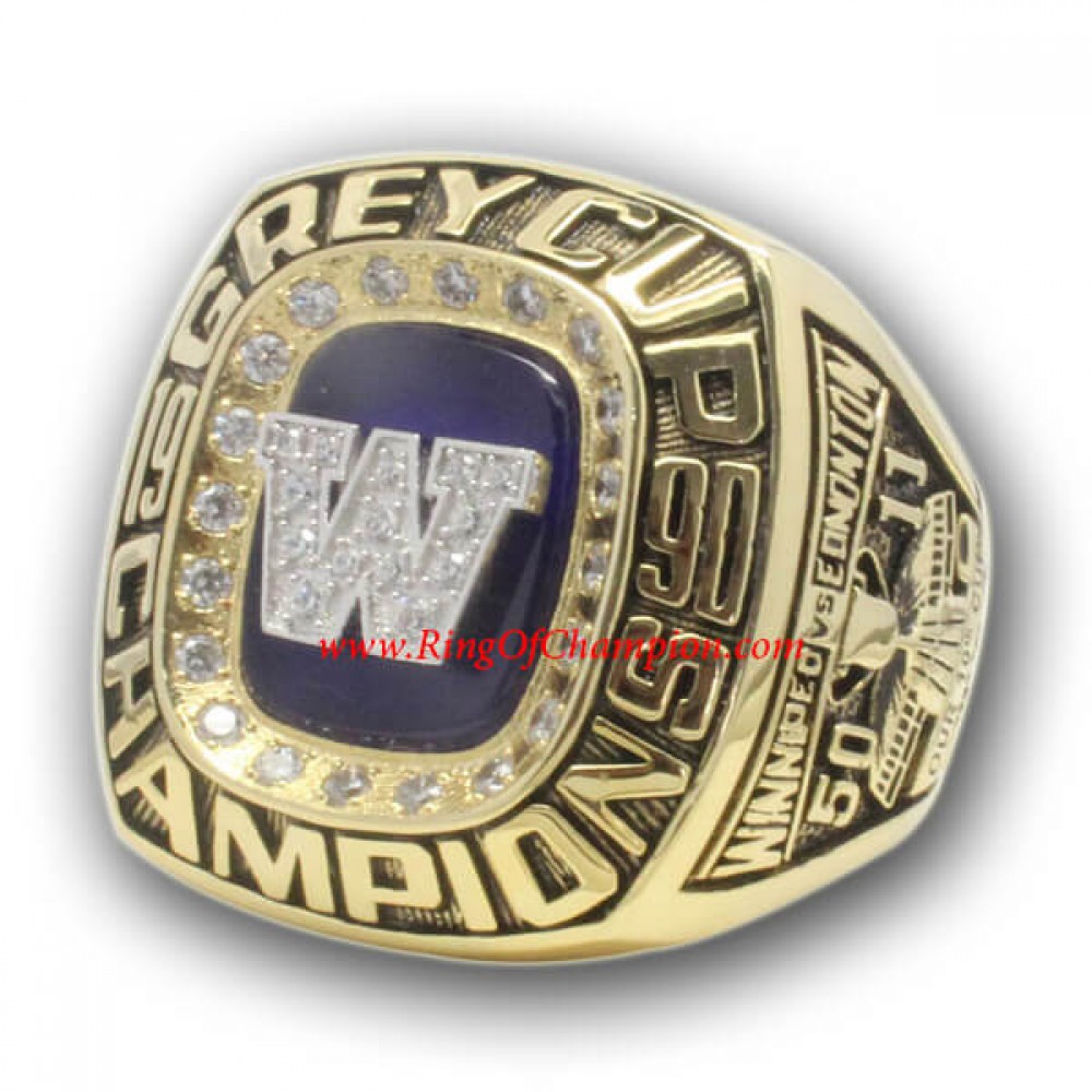 1990 Winnipeg Blue Bombers The 78th Grey Cup Football Championship Ring, Custom Winnipeg Blue Bombers Champions Ring