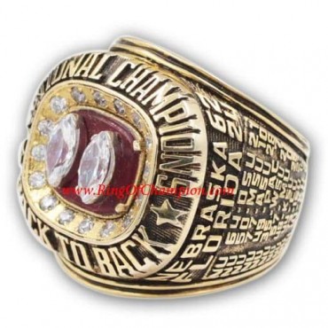 1995 Nebraska Cornhuskers Men's Football NCAA National College Championship Ring