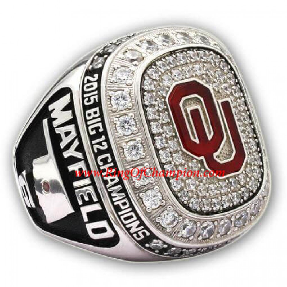 2015 Oklahoma Sooners Men's Football Big 12 Championship Ring, Custom Oklahoma Sooners Champions Ring