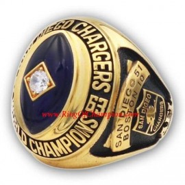 1963 San Diego Chargers Men's Football World Championship Ring, Replica San Diego Chargers Ring