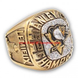 1990 - 1991 Pittsburgh Penguins Stanley Cup Championship Ring, Custom Pittsburgh Penguins Champions Ring